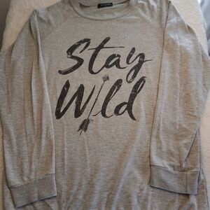 Gray Long Sleeve 'Stay Wild' womams Baggy Sweatshirt.
